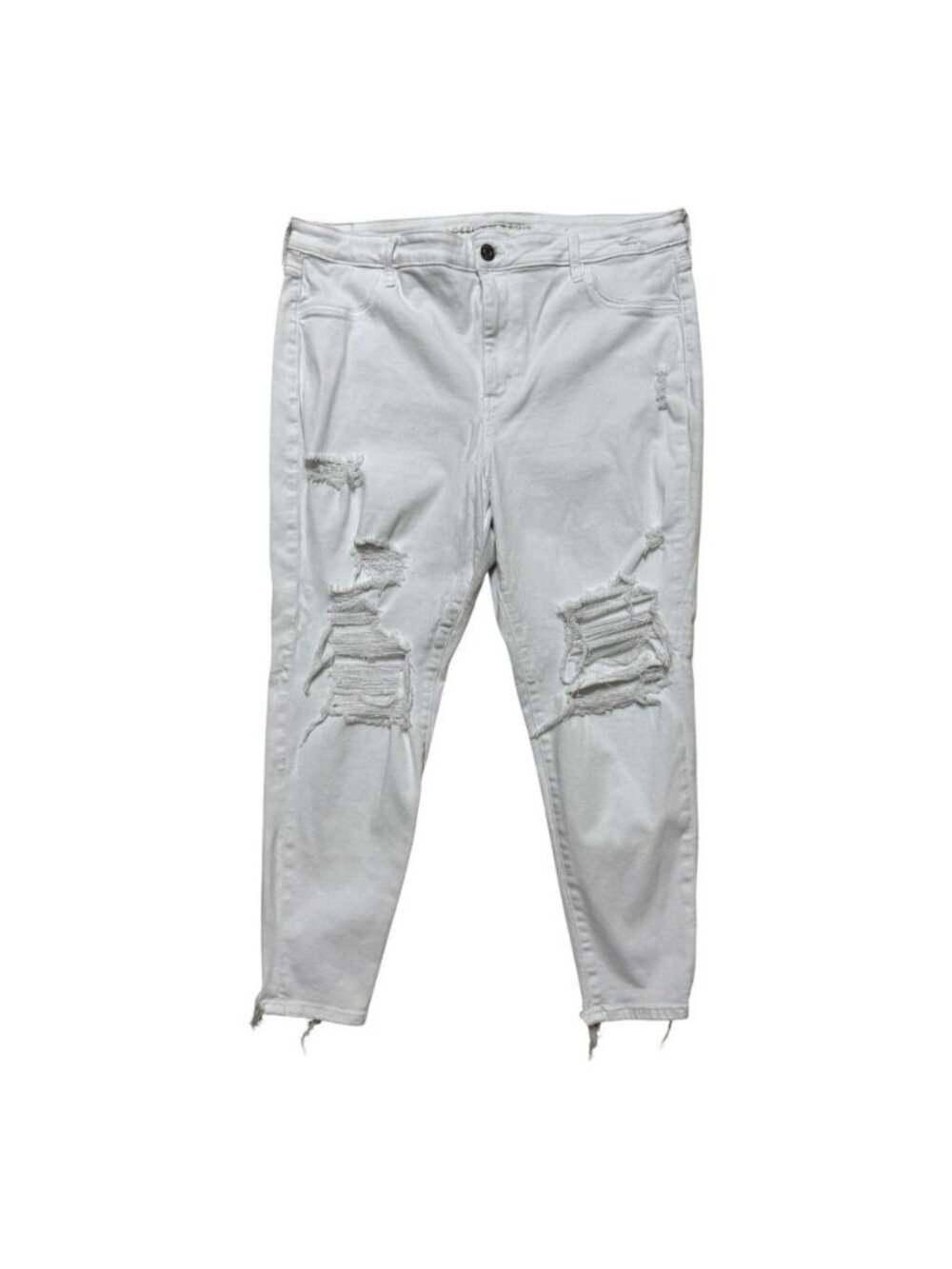 American Eagle Next Level Stretch White Distressed Jeans 20 Short